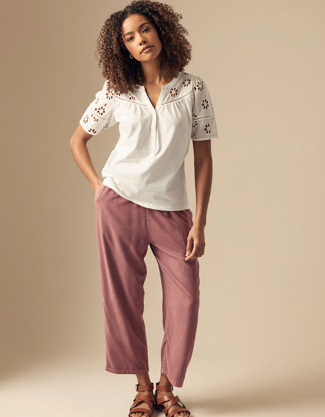 Cropped Straight Leg Trousers, 2 of 1