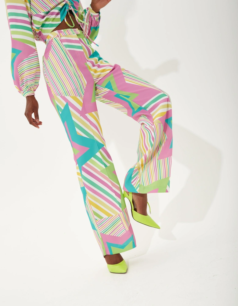 Star Print Wide Leg Trousers