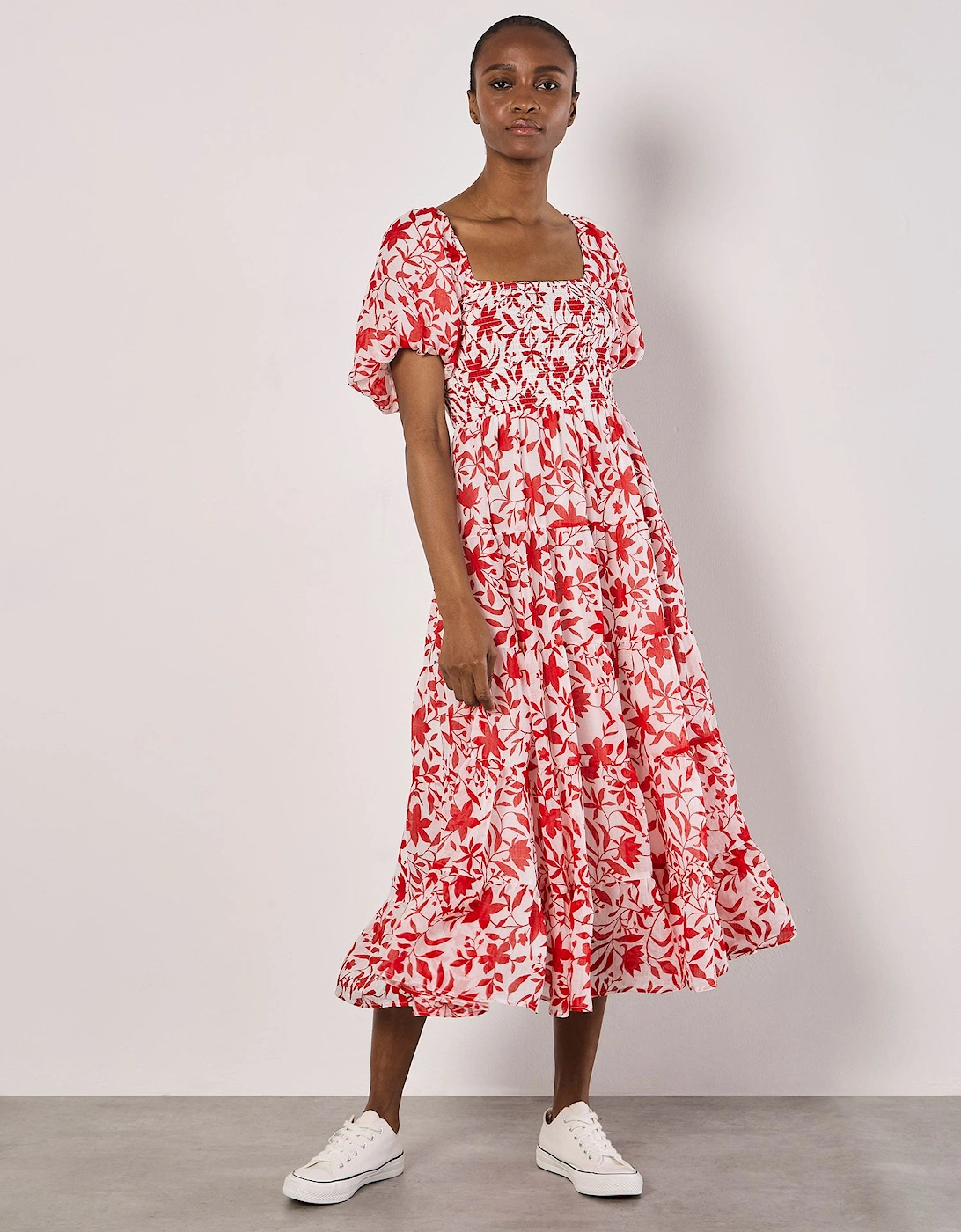 Sarasa Floral Tiered Midi Dress, 2 of 1