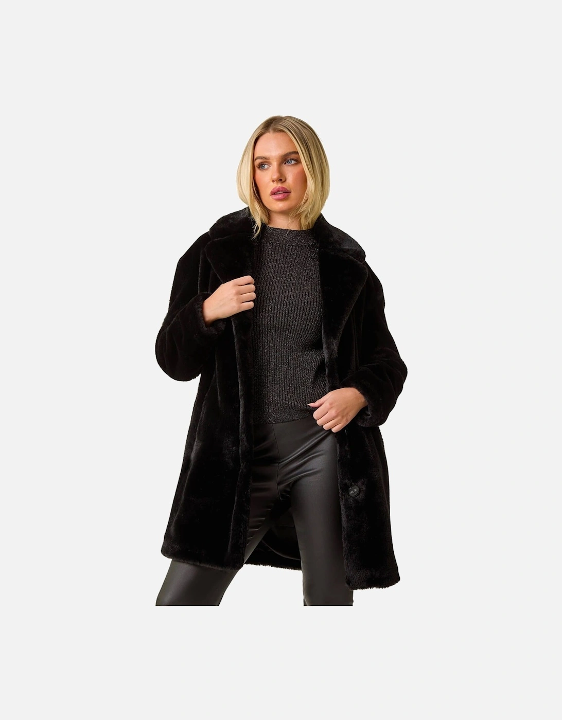 Petite Longline Pocket Fur Coat, 2 of 1