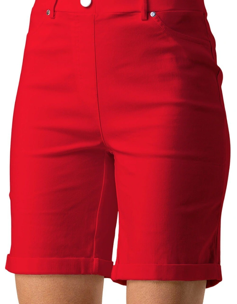 Elastic Waist Turn Up Stretch Shorts