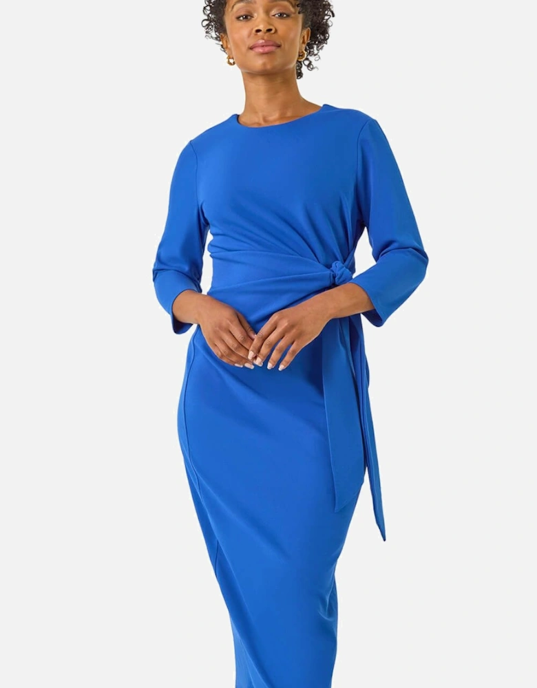 Petite Tie Waist Stretch Midi Dress