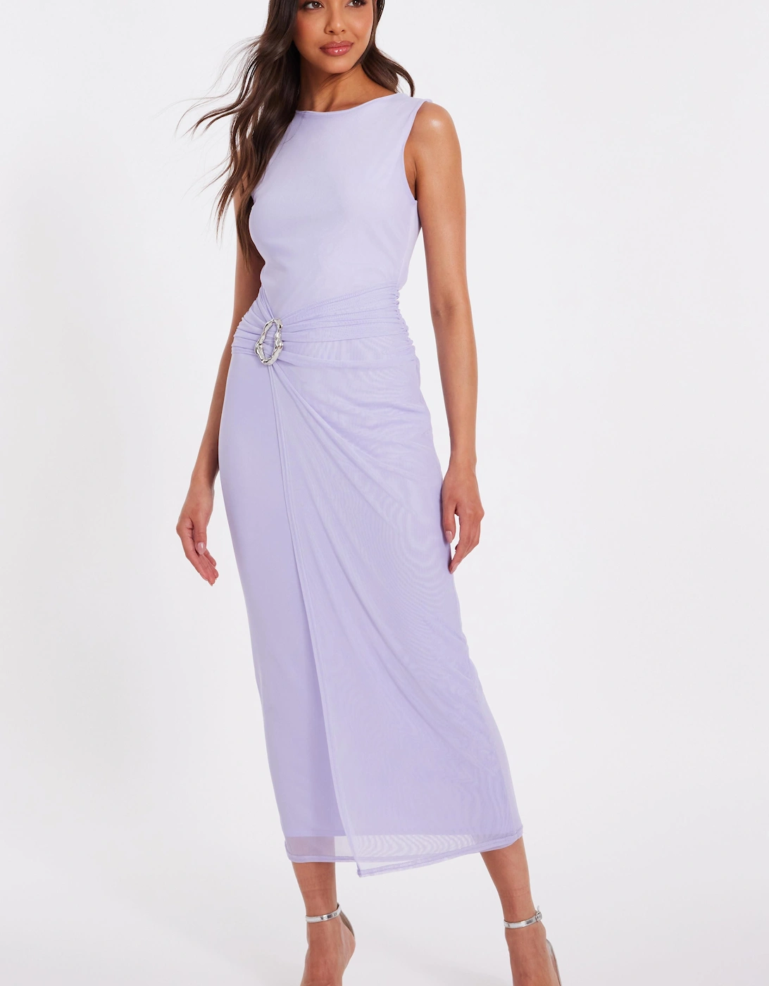 Lilac Mesh Buckle Midaxi Dress, 2 of 1