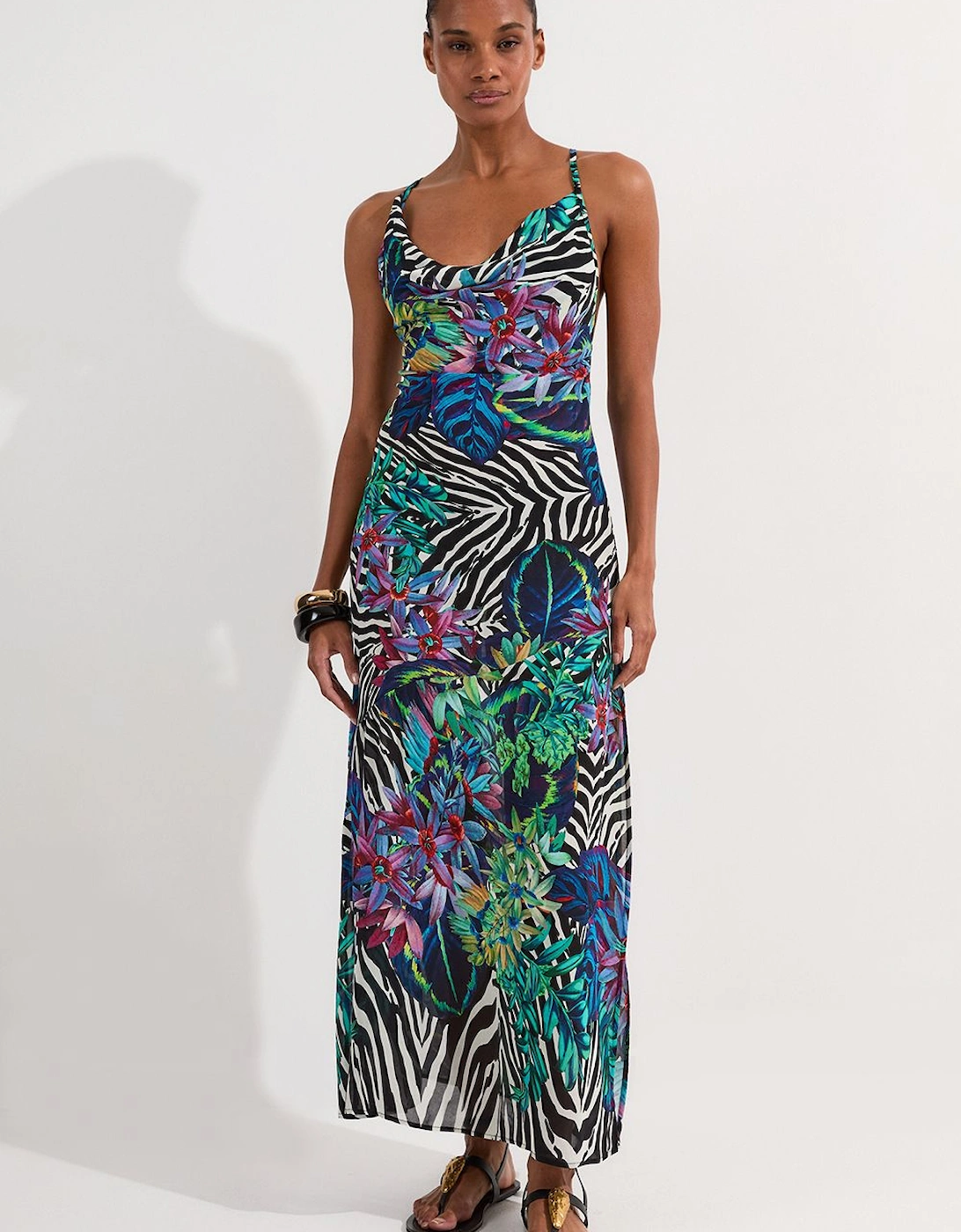 Floral Animal Georgette Beach Slip Dress, 2 of 1