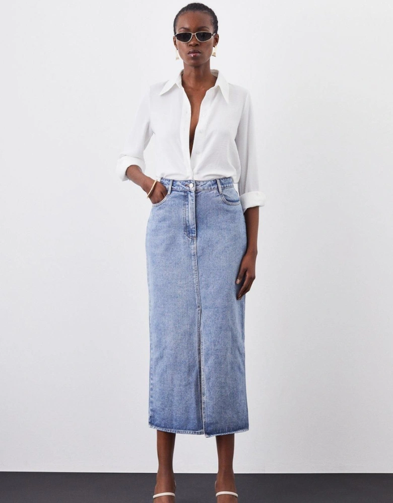 Petite Denim Midi Skirt