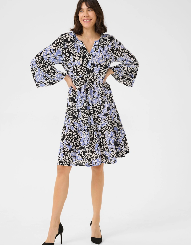 KAlea 3/4 Sleeve A-line Fit Dress Animal Print