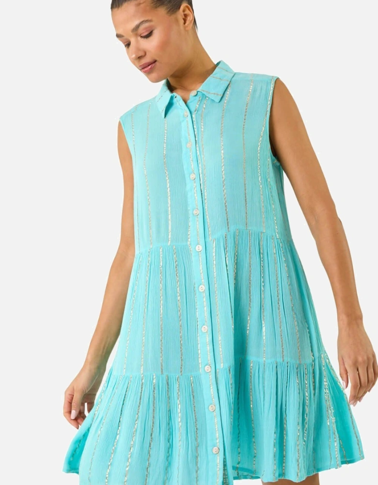Shimmer Buttoned Shirt Dress