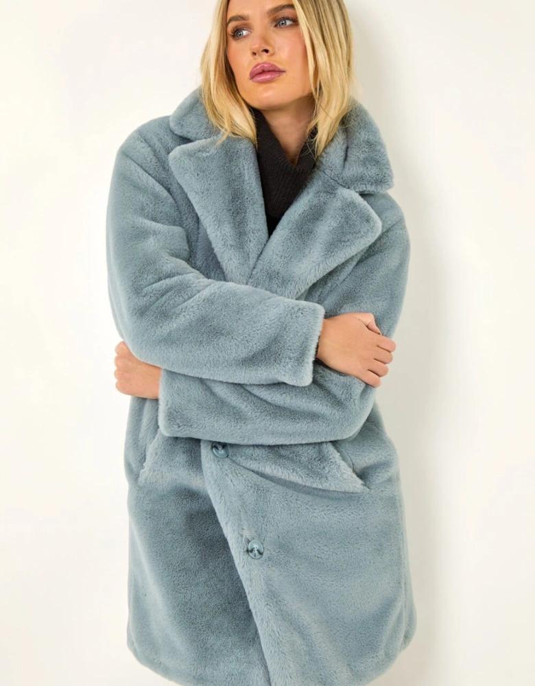 Petite Longline Pocket Fur Coat