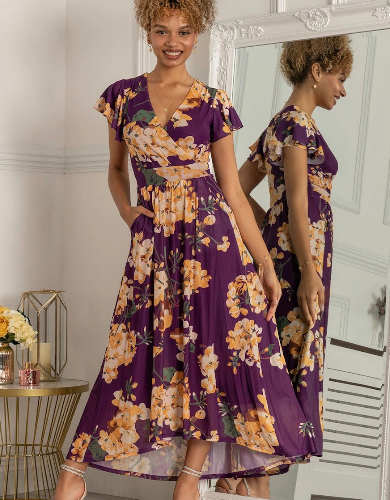 Piper Dip Hem Mesh Maxi Dress