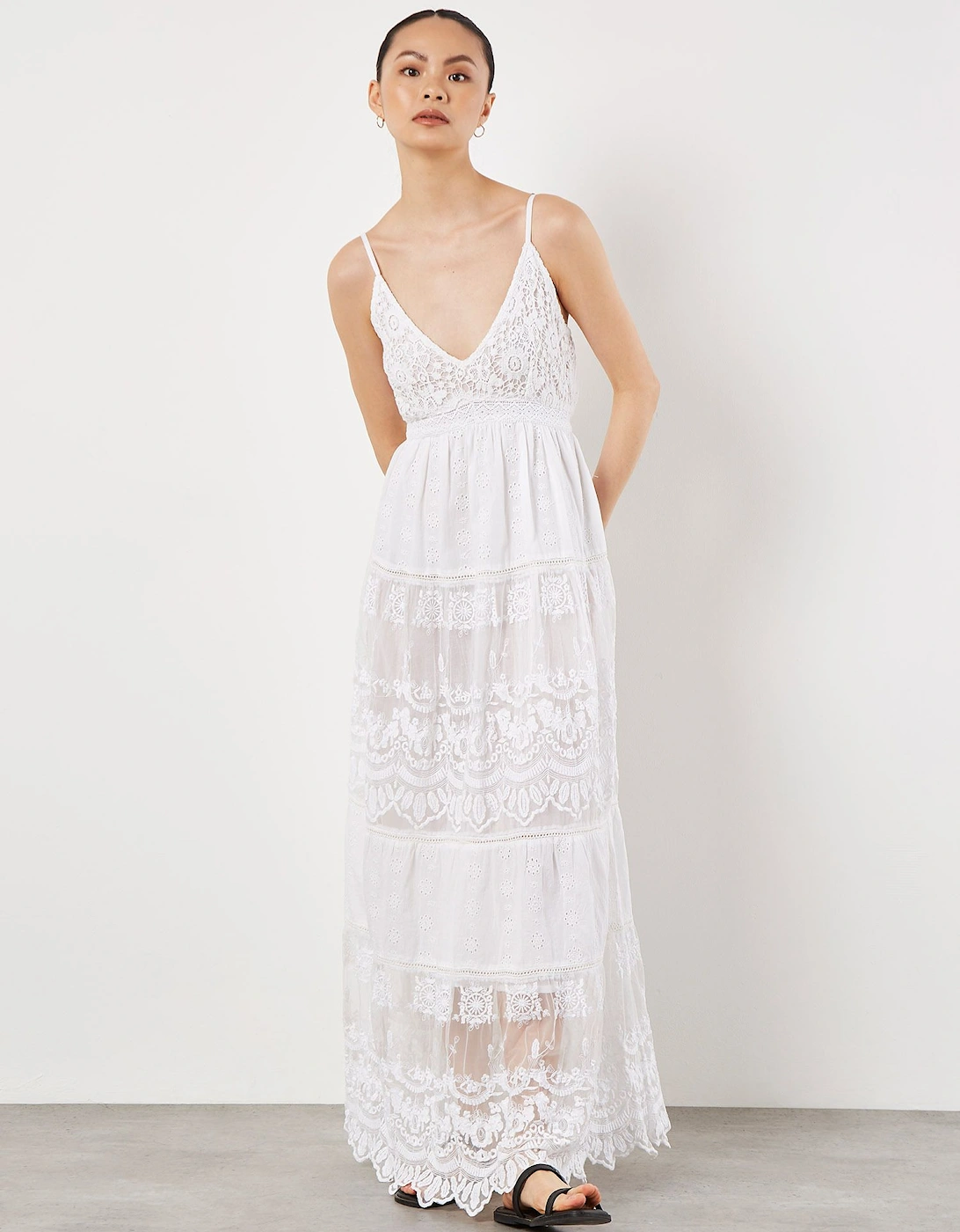 Embroidered Mesh Tiered Maxi Dress, 2 of 1