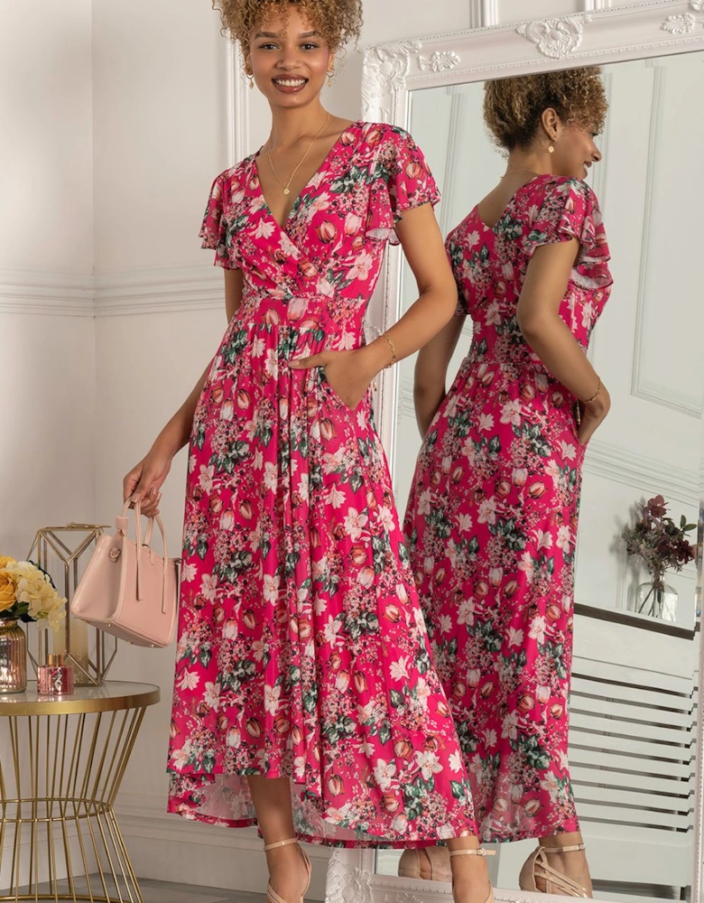 Piper Dip Hem Mesh Maxi Dress