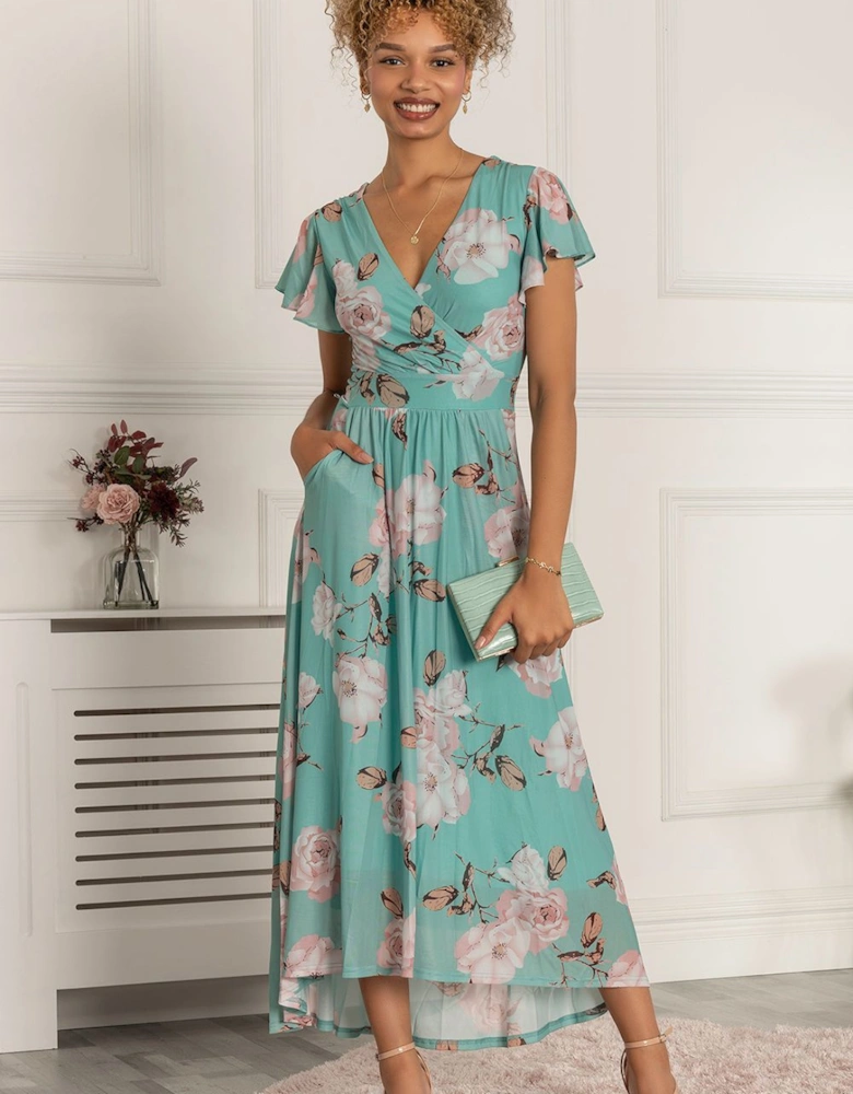 Piper Dip Hem Mesh Maxi Dress