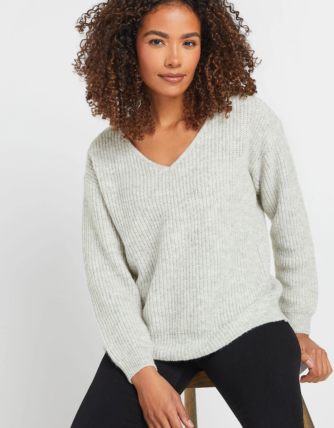 Women's V-Neck Cable Knit Shoulder Jumper, 2 of 1