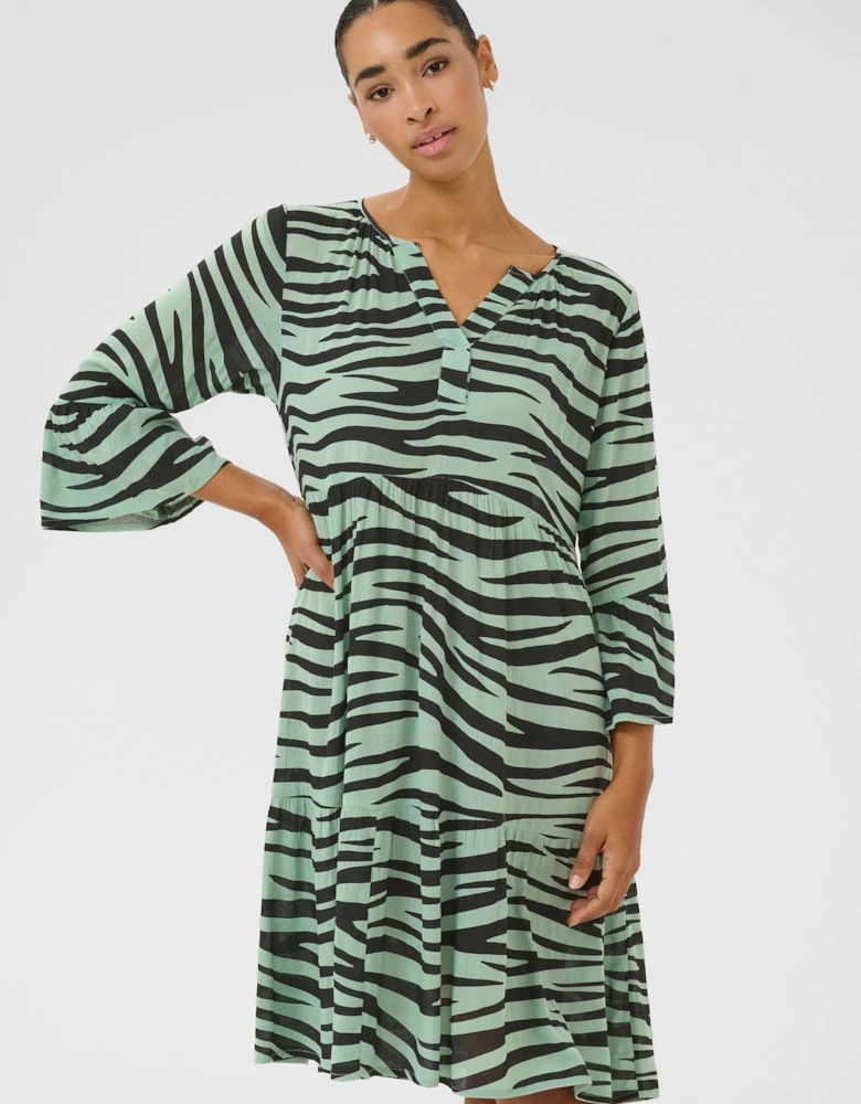 KAlea 3/4 Sleeve A-line Fit Dress Animal Print