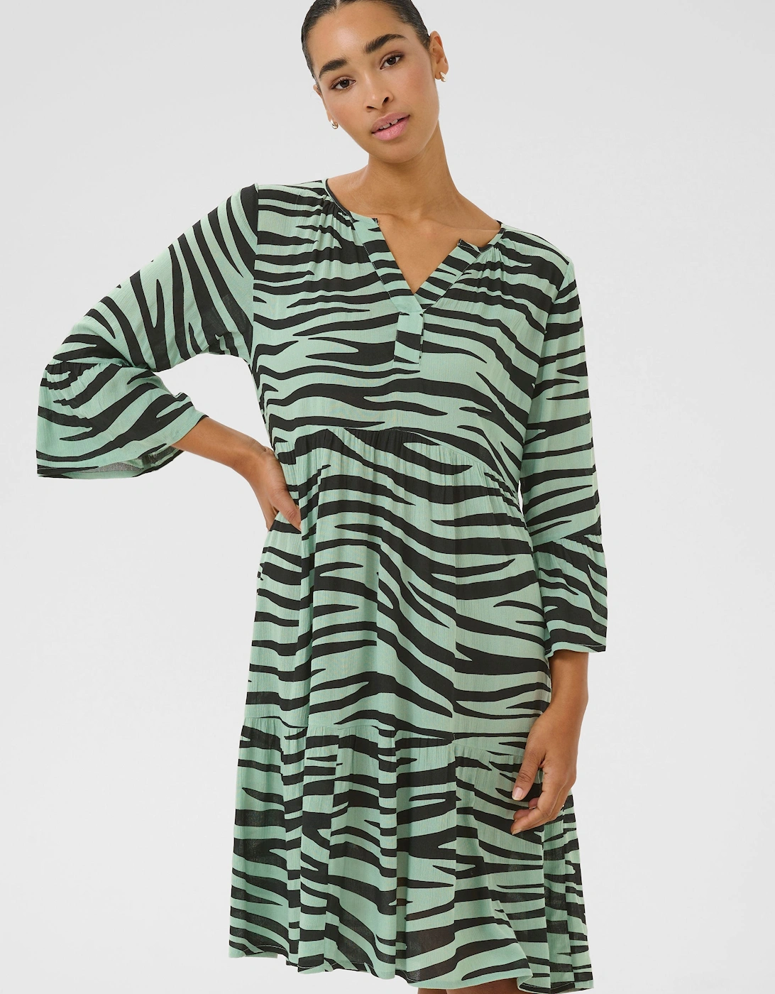 KAlea 3/4 Sleeve A-line Fit Dress Animal Print, 2 of 1