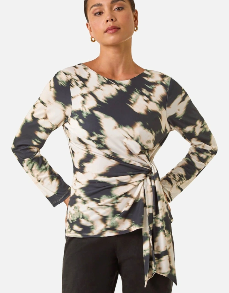 Petite Abstract Tie Side Top