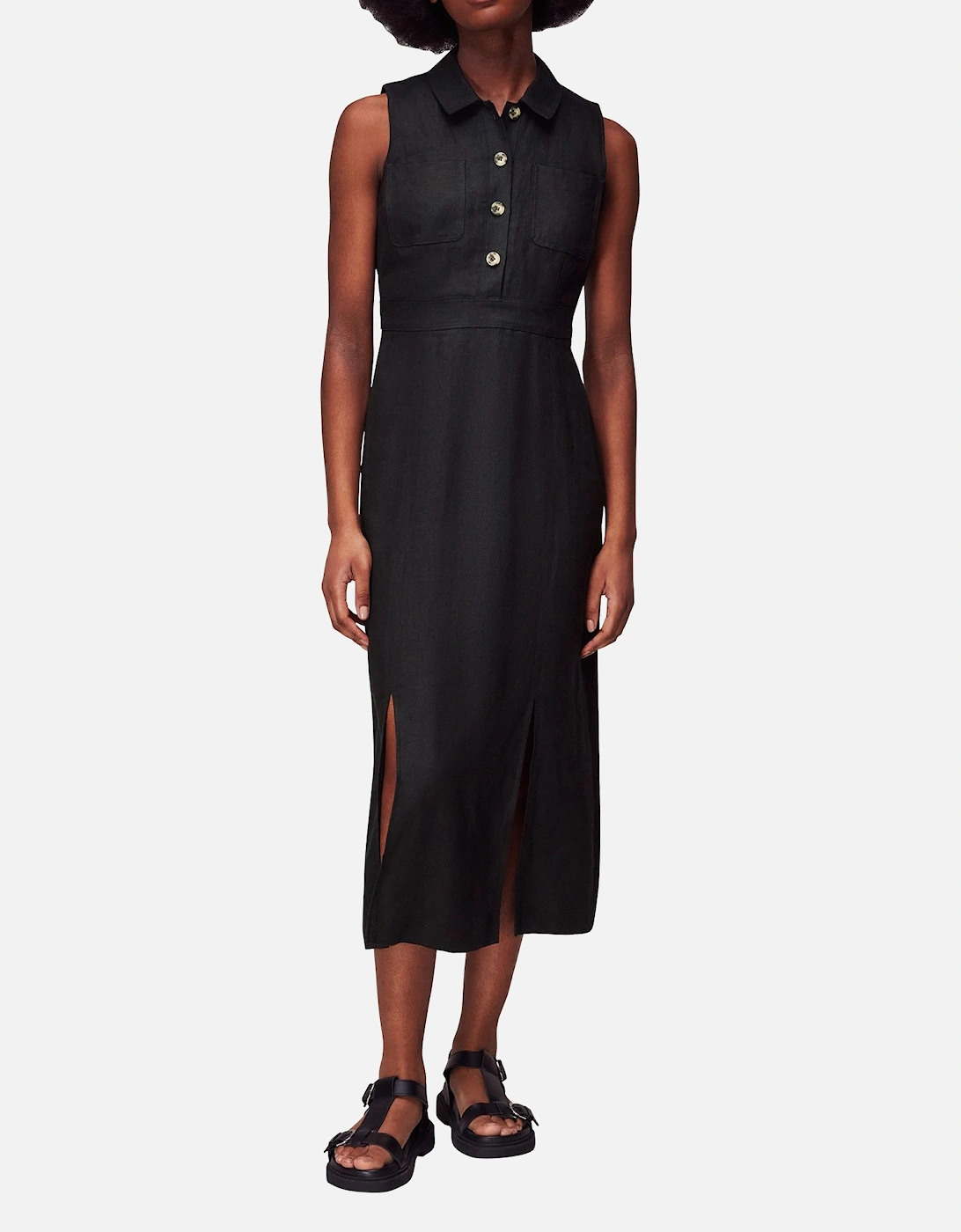 Molly Linen Midi Dress Plain, 2 of 1