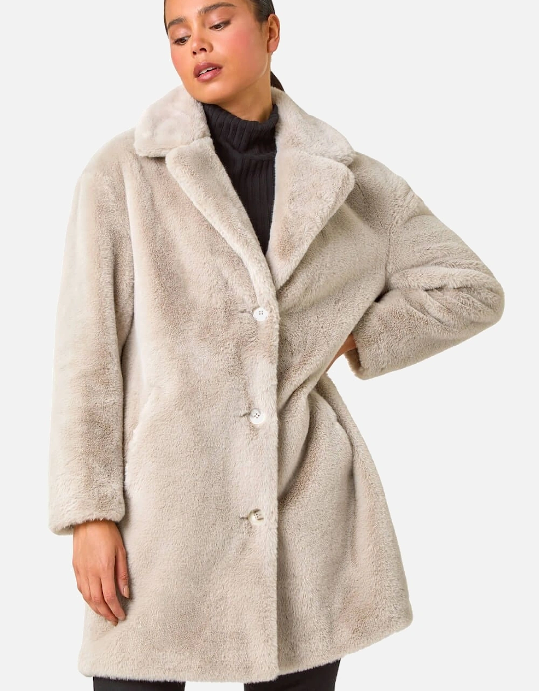 Petite Longline Pocket Fur Coat, 2 of 1
