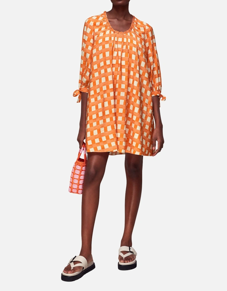 Lydia Gathered Trapeze Dress Checked