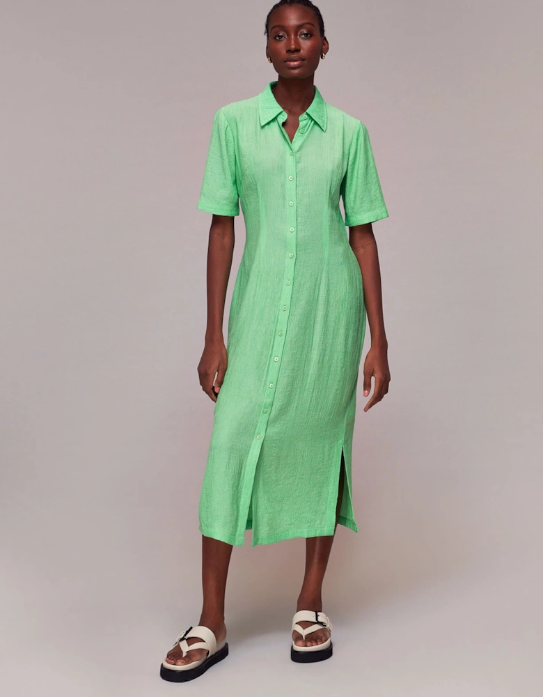 Millie Plisse Shirt Midi Dress