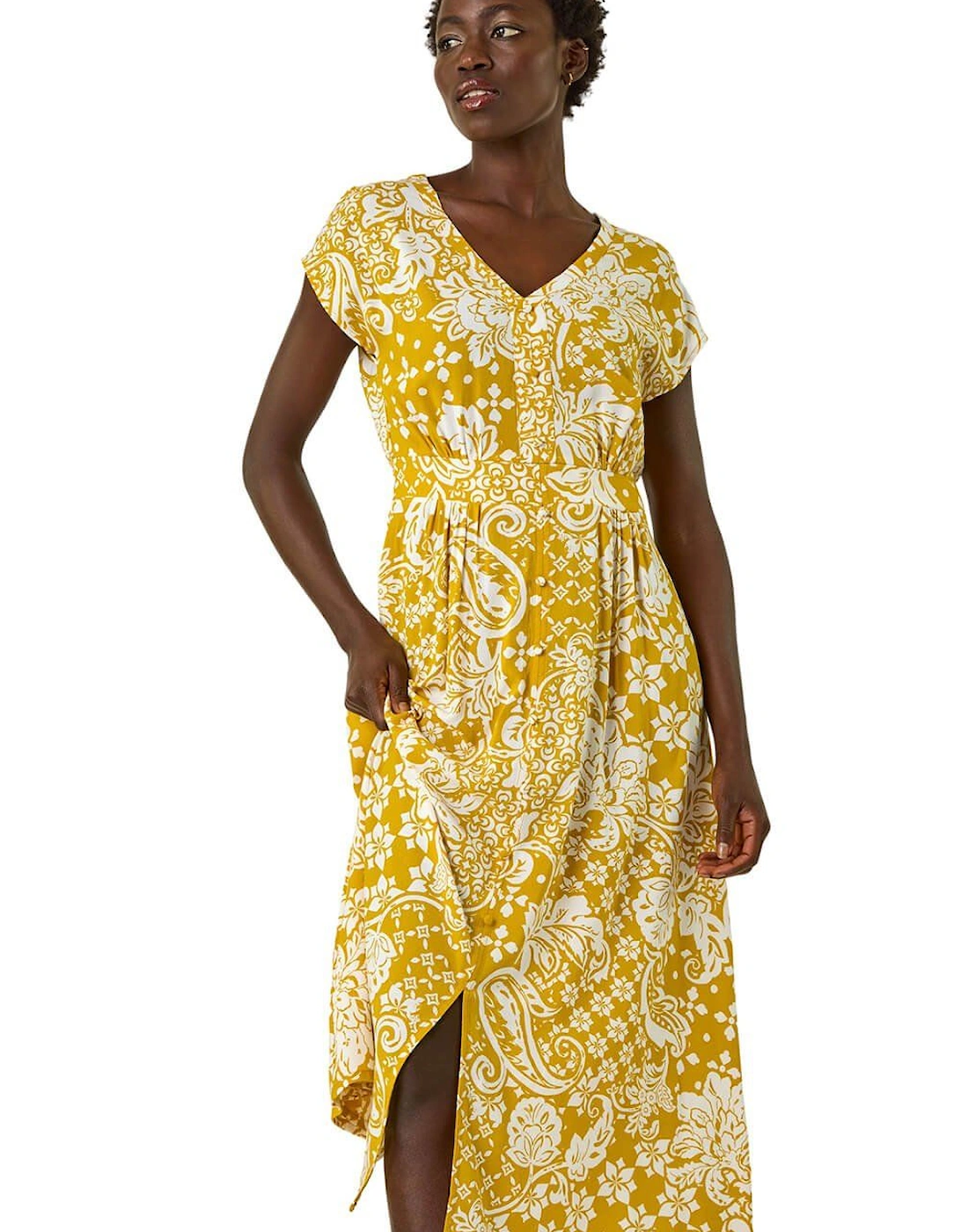 Leaf Print Button Midi Dress, 2 of 1