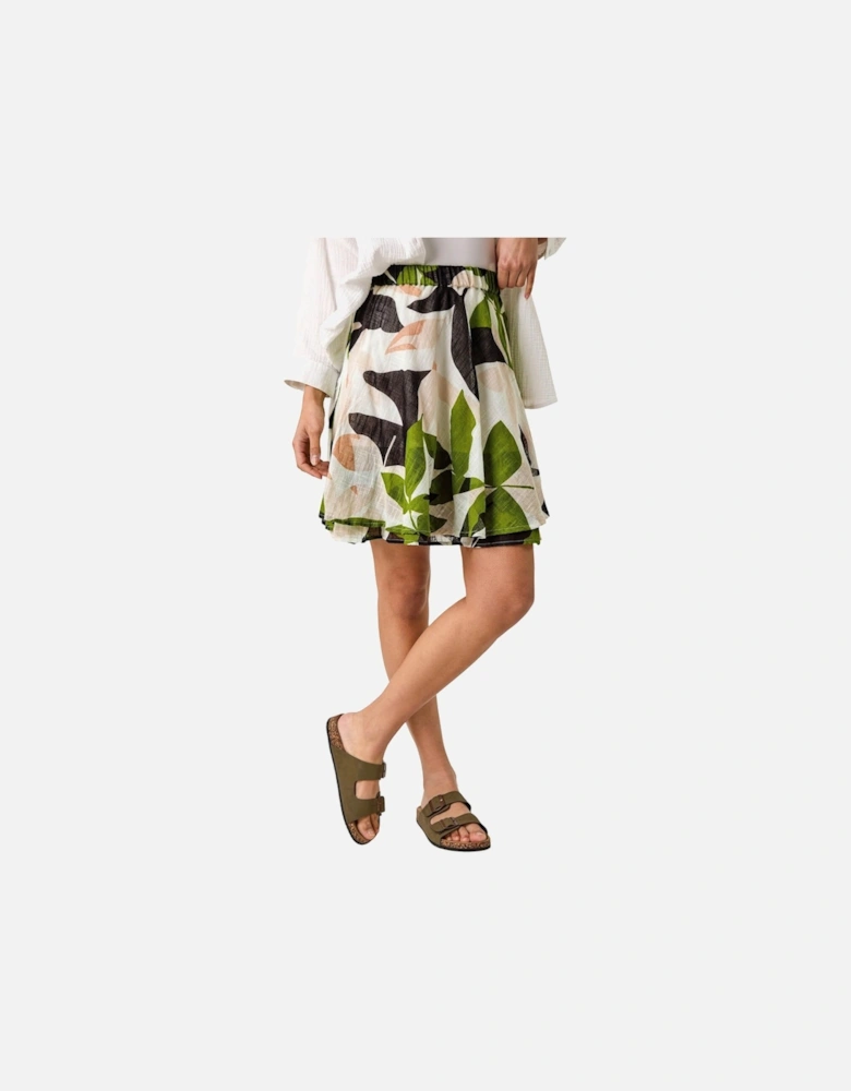 Leaf Print Short Skirt