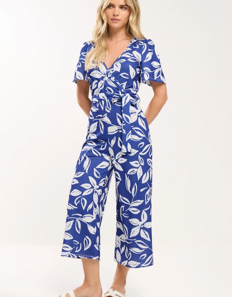 Petite Leaf Print Jumpsuit