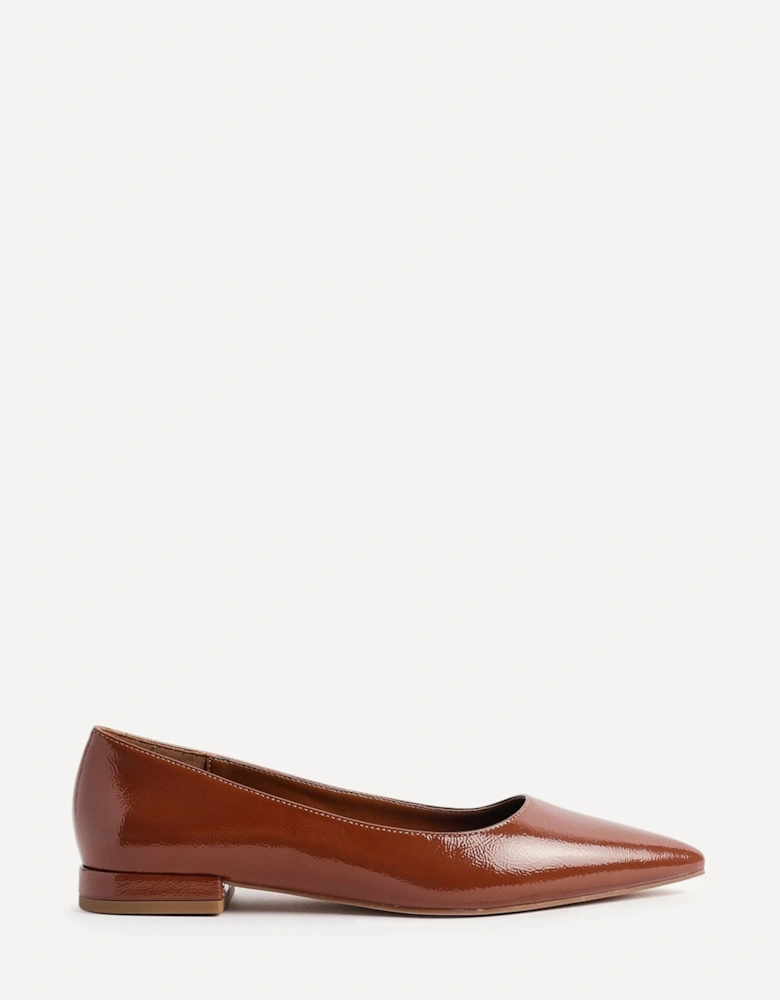 Orian Caramel Faux Leather Pointed Toe Ballet Flats