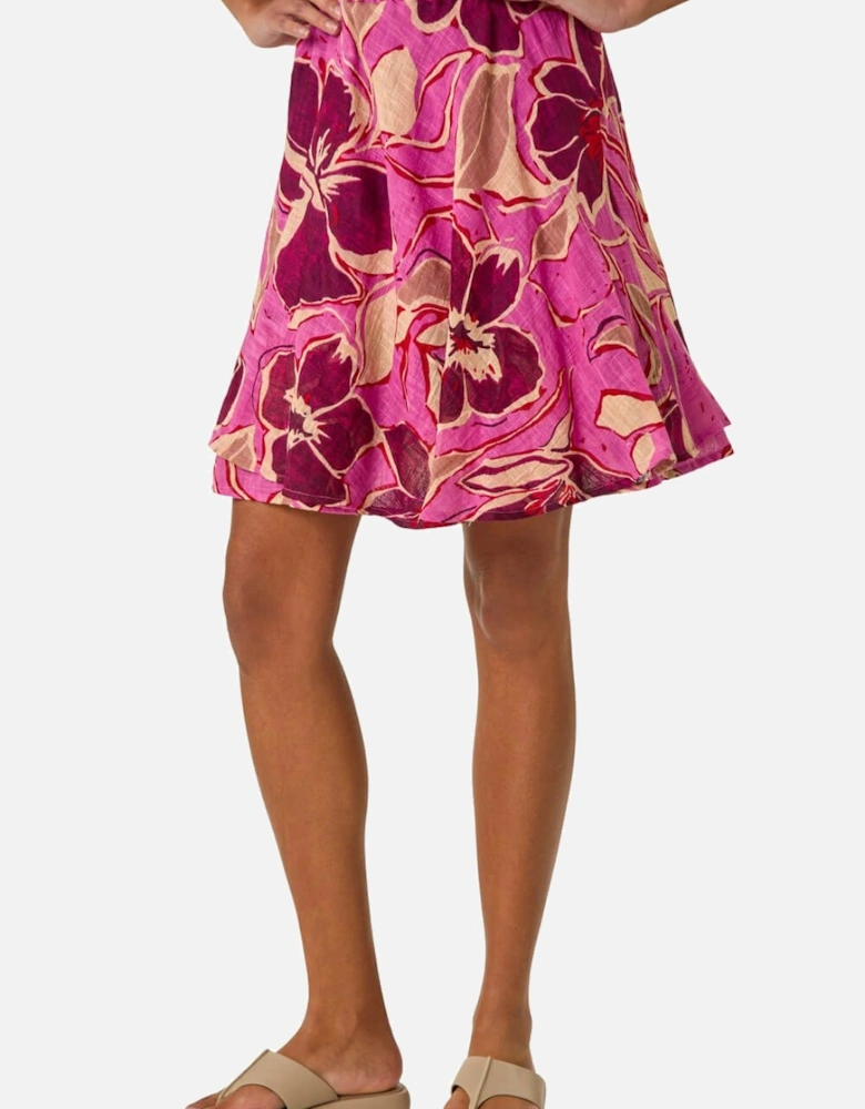 Floral Print Short A-Line Skirt
