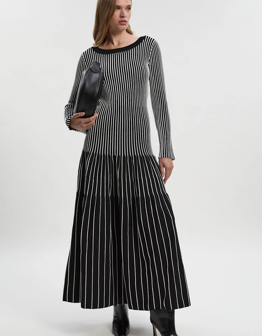 Viscose Blend Striped Knitted Maxi Dress, 2 of 1