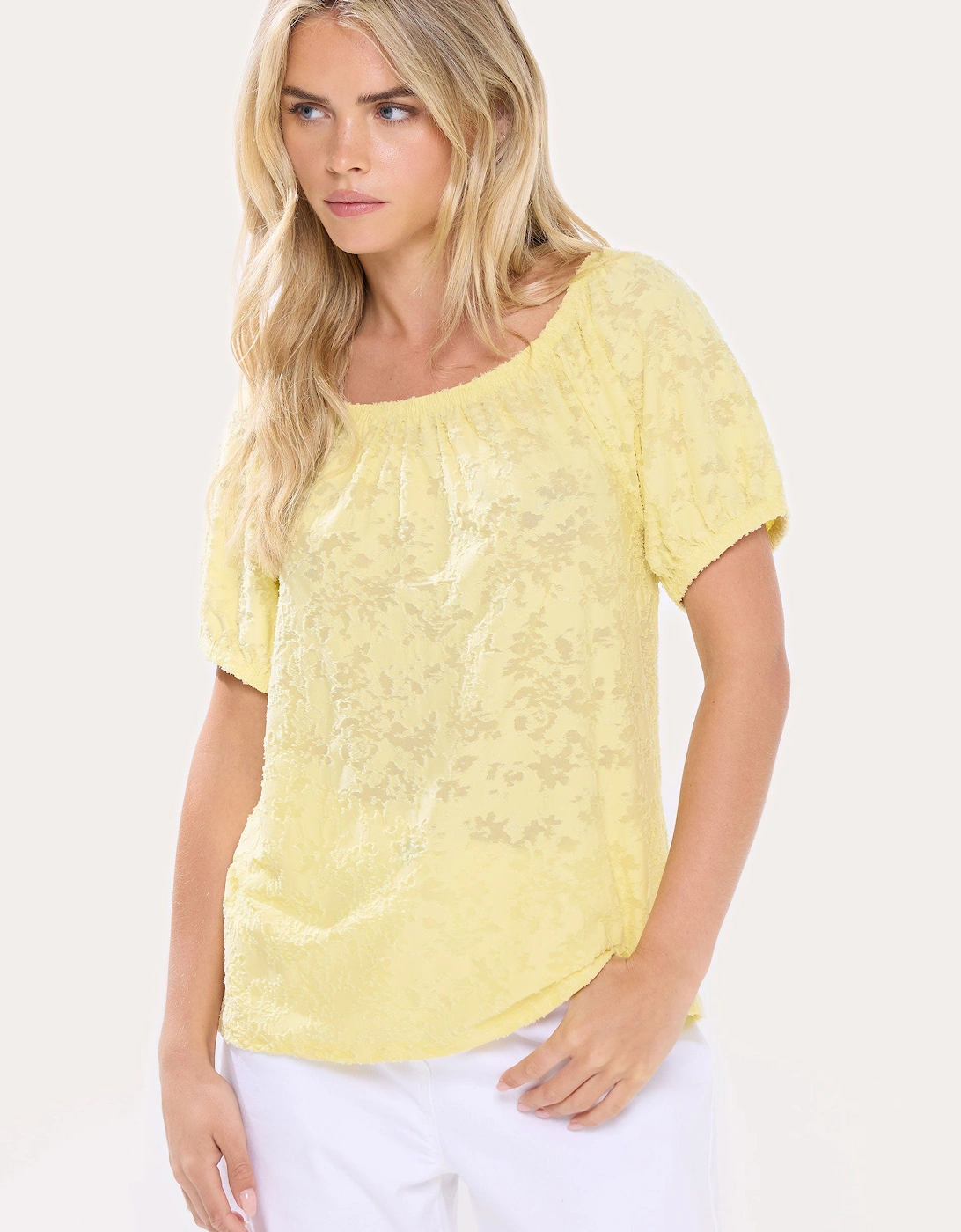 Petite Burnout Floral Bardot Top, 2 of 1