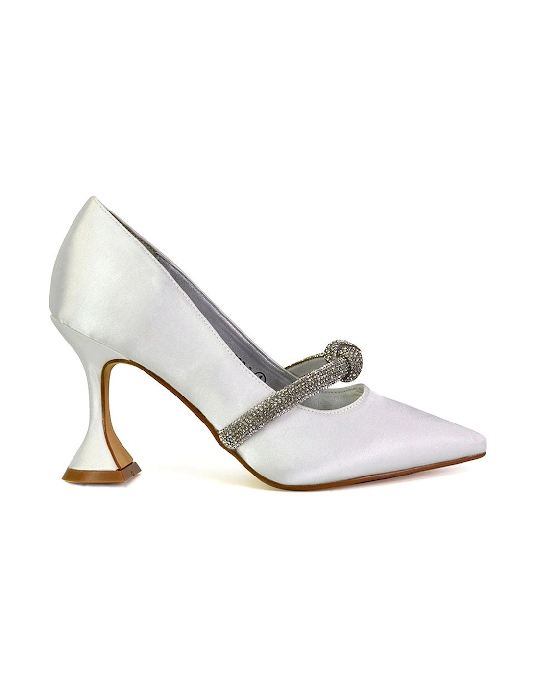 'Beau' Diamante Trim Satin Court Shoes Satin Point Toe Mid High Heel, 2 of 1