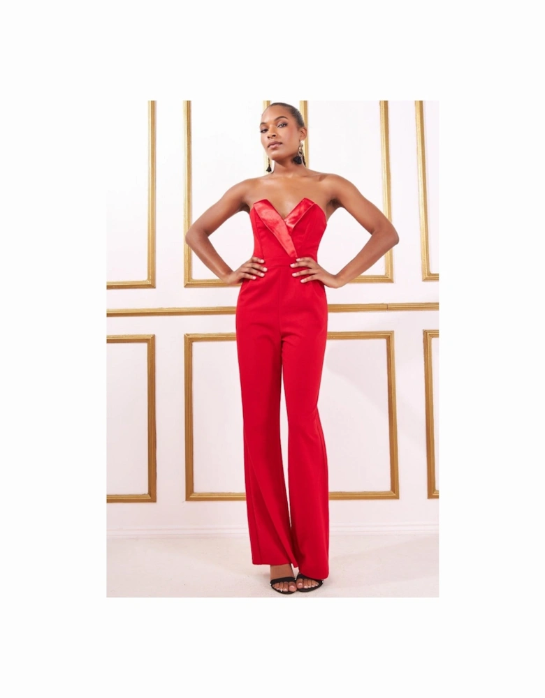Satin Collar Scuba Jumpsuit