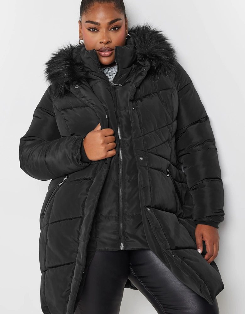 Faux Fur Trim Puffer Coat
