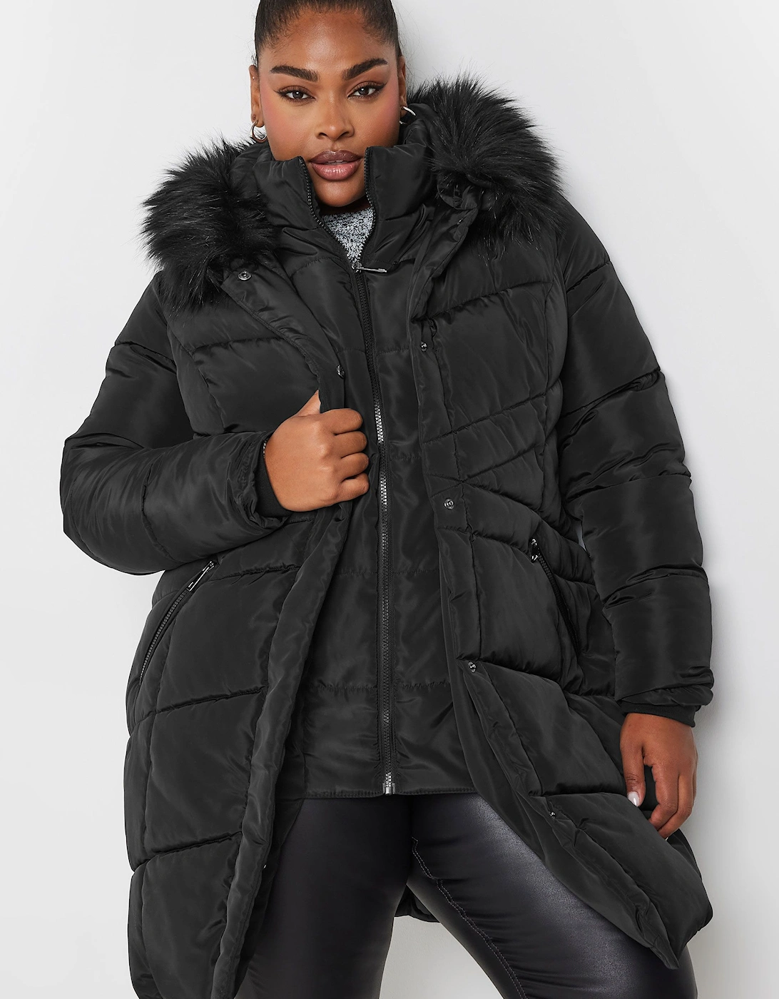 Faux Fur Trim Puffer Coat, 2 of 1