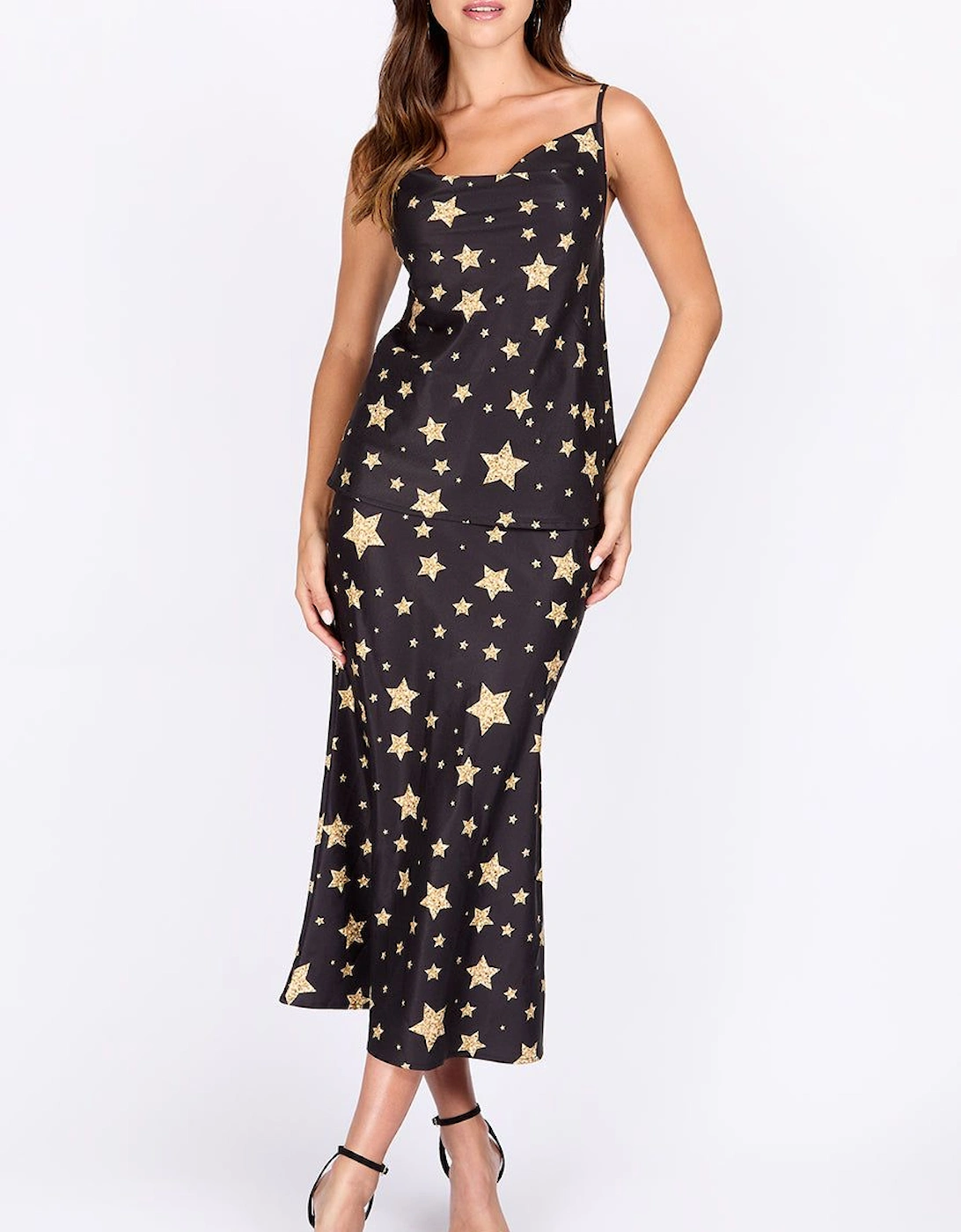 iSKA Star Print Satin Midi Skirt, 2 of 1