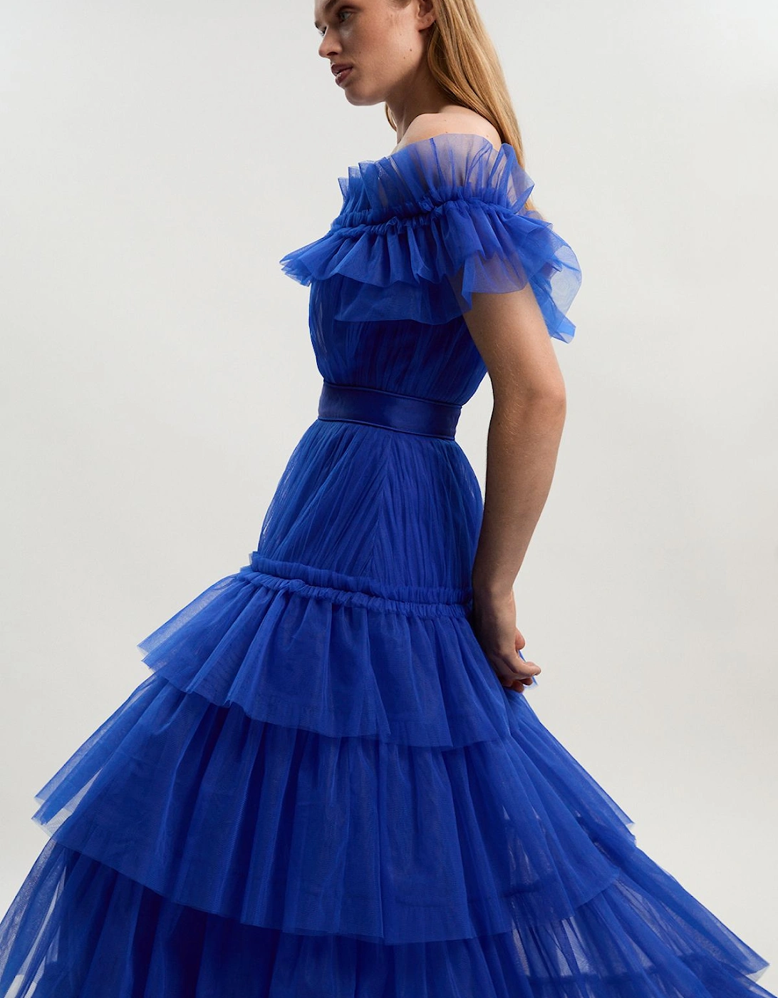 Tulle Layered Off the Shoulder Maxi Dress, 2 of 1