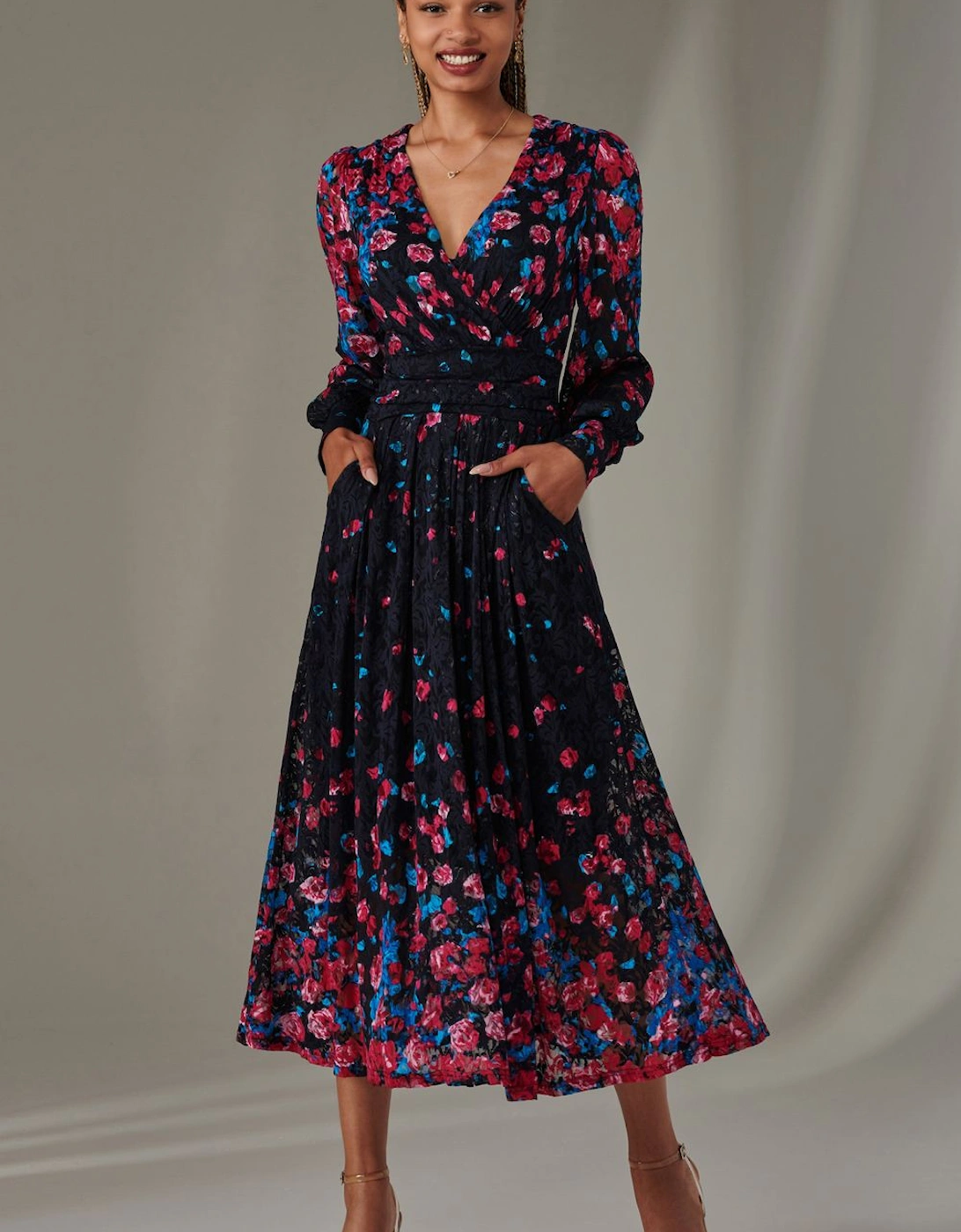 Dalia Symmetrical Print Lace Maxi Dress, 2 of 1