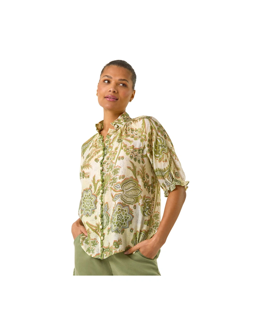 Floral Print Trim Detail Blouse, 2 of 1