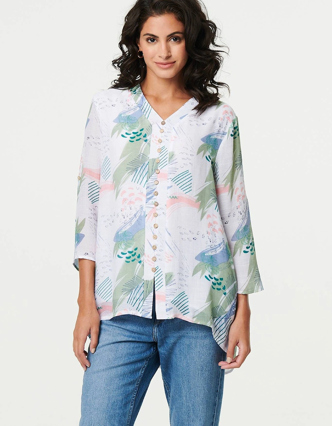 Abstract 3/4 Sleeve Relaxed Blouse, 2 of 1