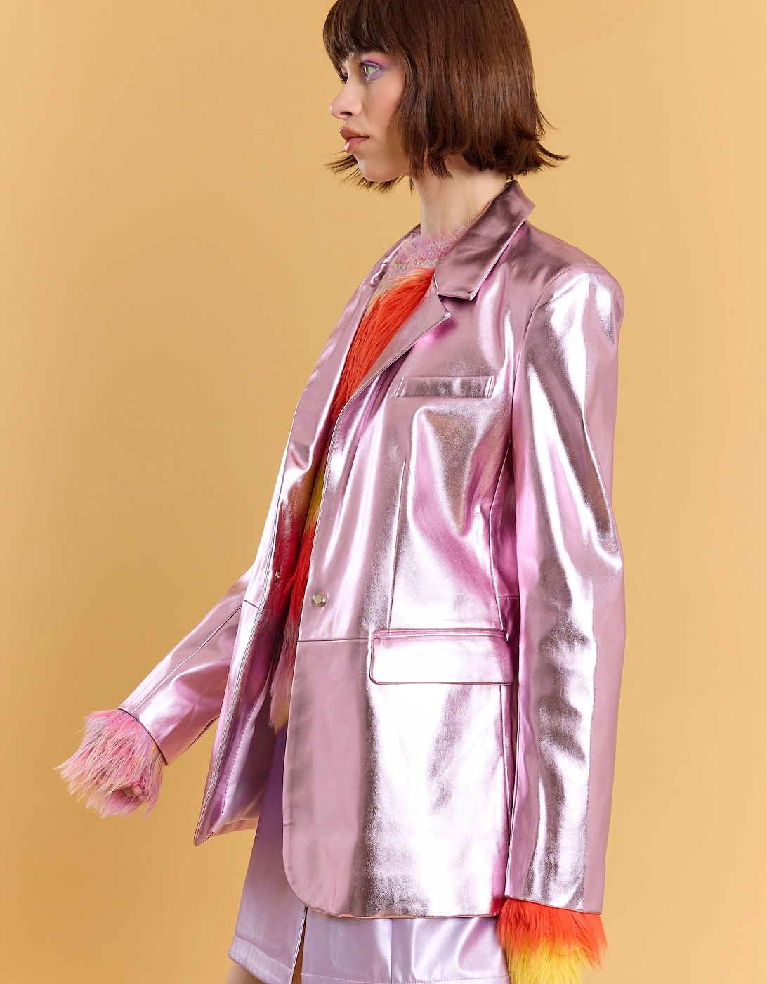 Faux leather Kate Blazer in Purple