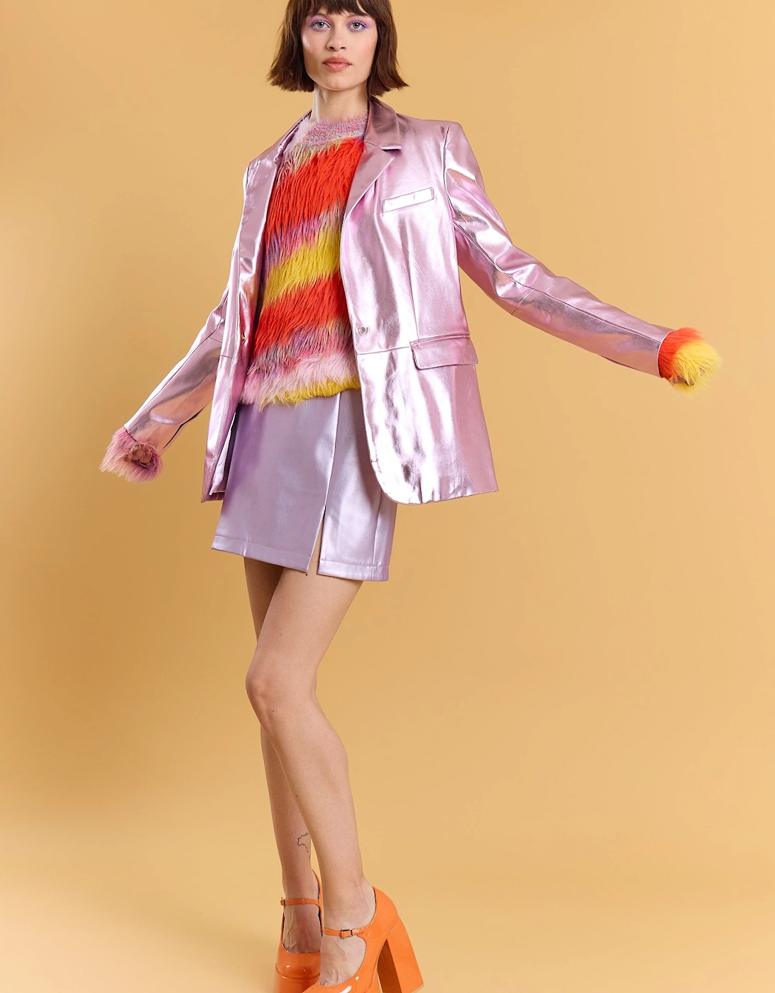 Faux leather Kate Blazer in Purple