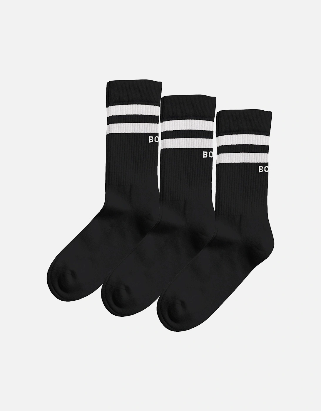 3-Pack Striped Logo Sports Socks, Black, 2 of 1