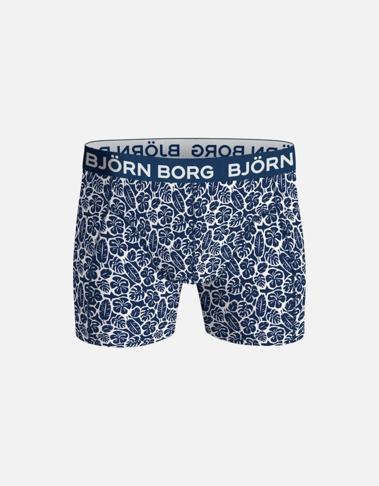 3-Pack Mixed Leaf Print Boxer Briefs, Blue