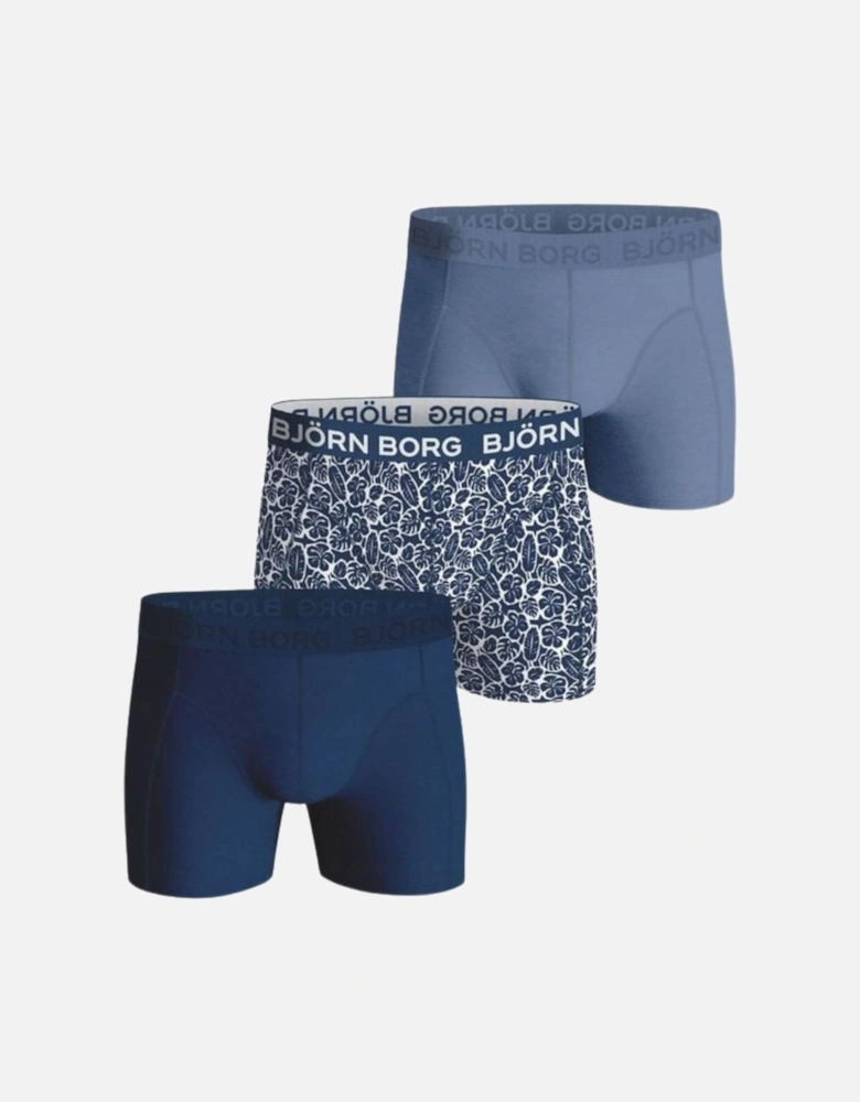 3-Pack Mixed Leaf Print Boxer Briefs, Blue