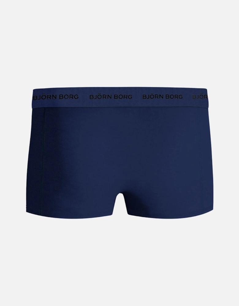 3-Pack Fern Leaf Print Boxer Trunks, Blue/Navy