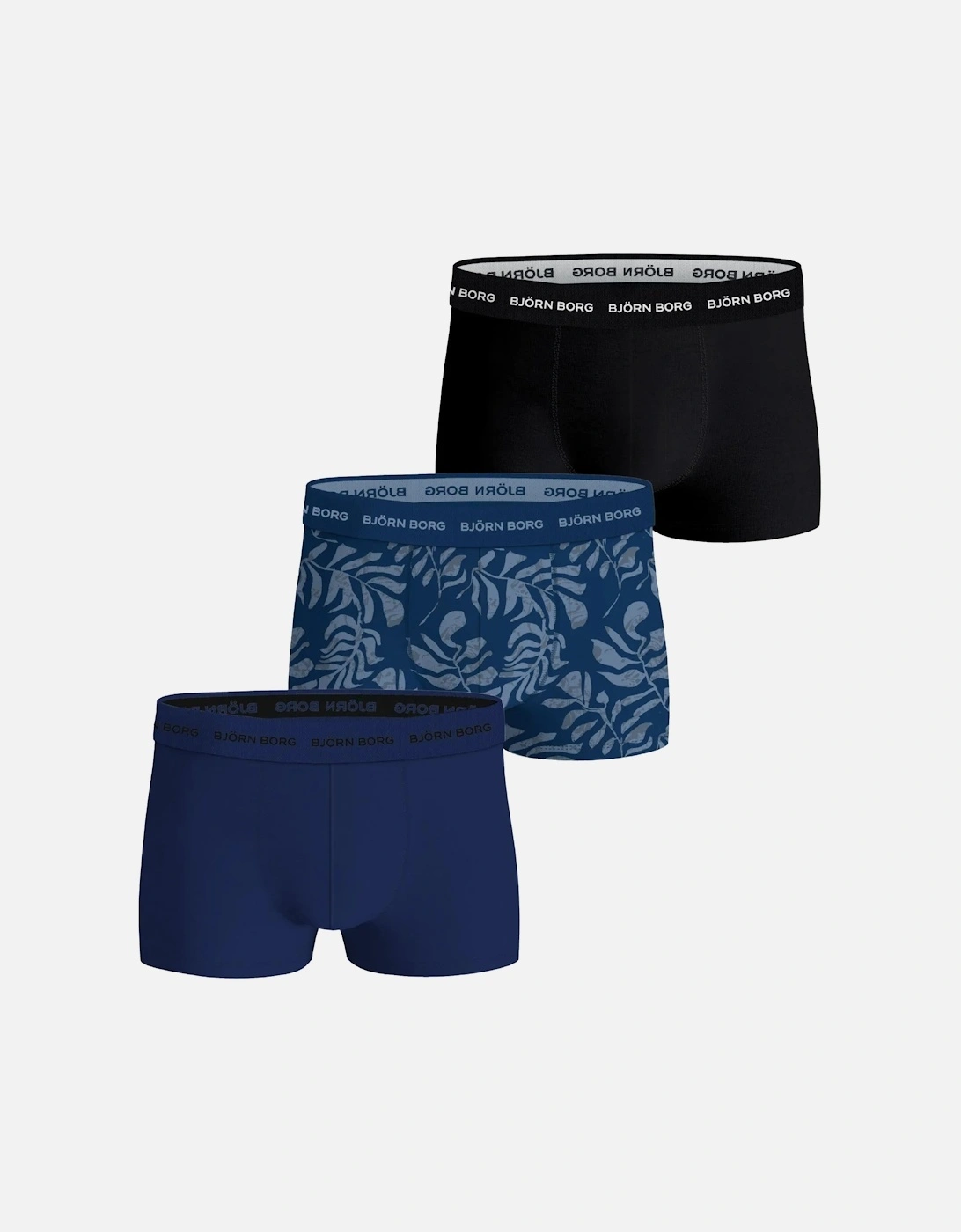 3-Pack Fern Leaf Print Boxer Trunks, Blue/Navy, 6 of 5