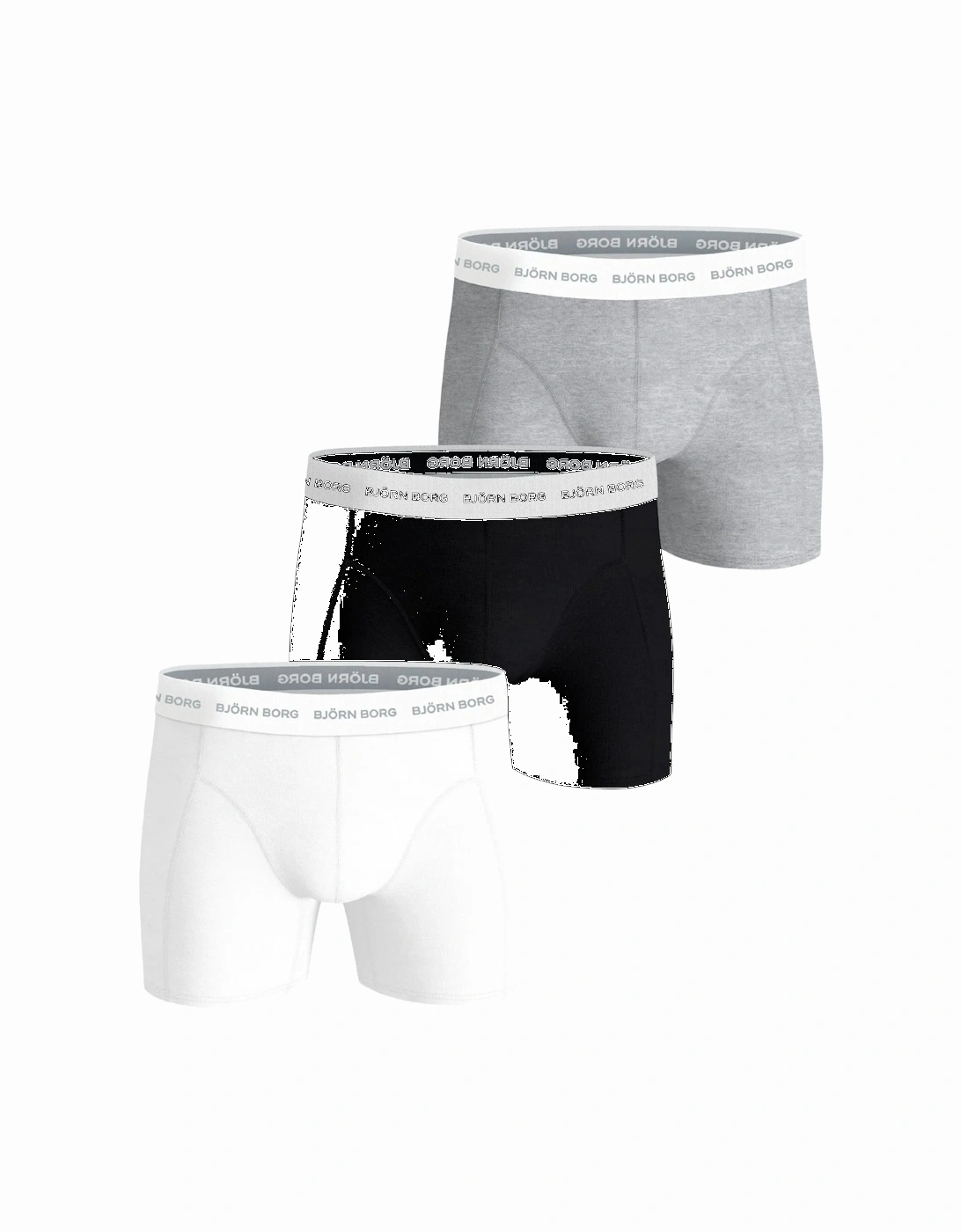 3-Pack White Waistband Boxer Briefs, Black/White/Grey, 7 of 6