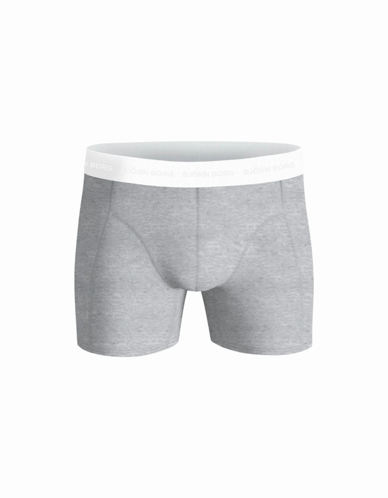 3-Pack White Waistband Boxer Briefs, Black/White/Grey