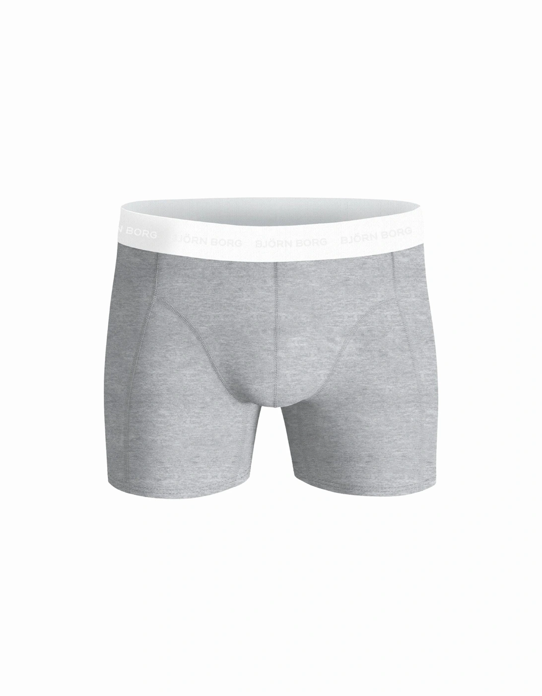 3-Pack White Waistband Boxer Briefs, Black/White/Grey
